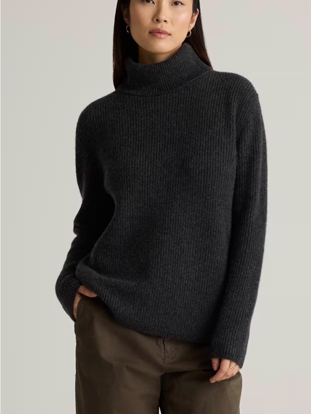 Quince Mongolian Cashmere Fisherman Turtleneck Sweater Grey Small Nwt In Pkg